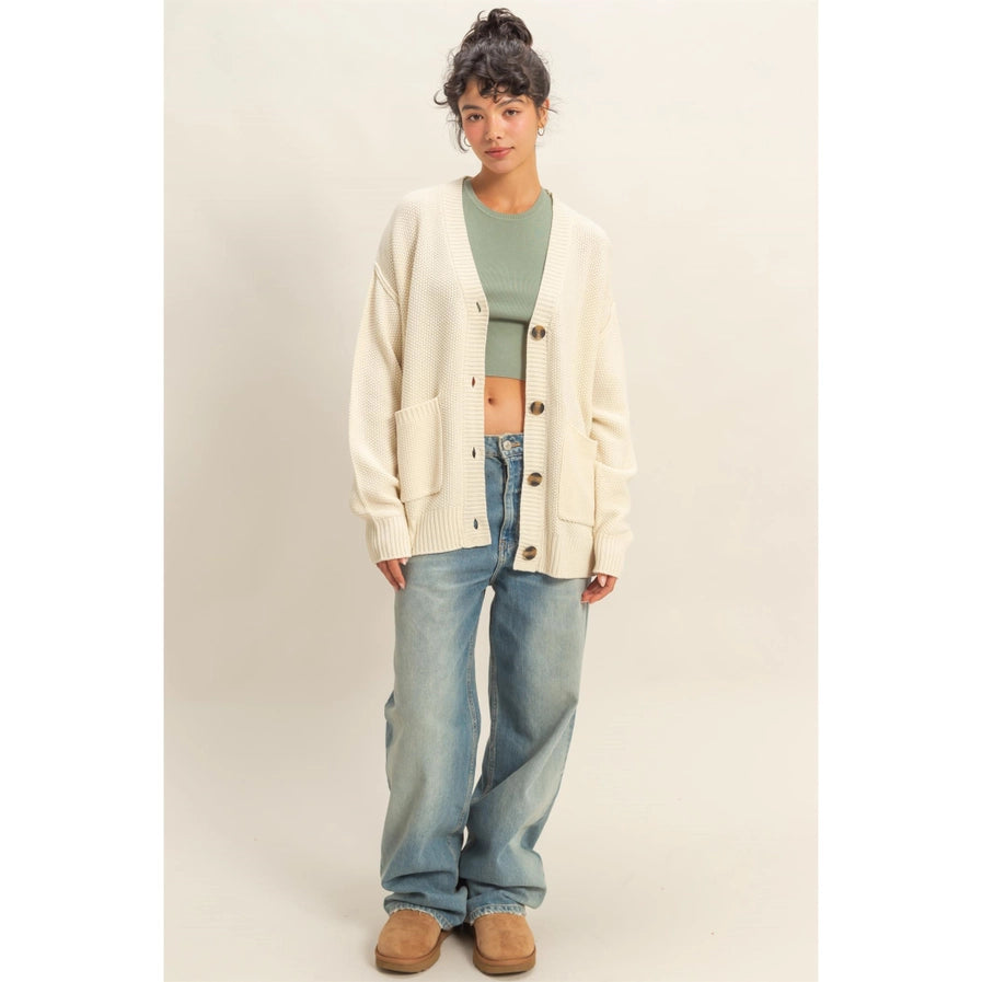 HYFVE BUTTON FRONT OVERSIZED CARDIGAN
