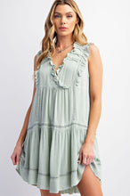 Load image into Gallery viewer, EASEL SLEEVELESS TIERED RUFFLE GAUZE DRESS
