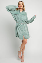 Load image into Gallery viewer, EASEL MINERAL WASHED BUTTON DOWN TUNIC DRESS
