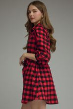 Load image into Gallery viewer, ENTRO PLAID 3/4 PUFF SLEEVE DRESS
