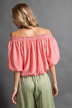 Load image into Gallery viewer, EASEL PUFF SLEEVE WASHED SATIN TOP
