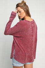 Load image into Gallery viewer, EASEL MINERAL WASHED THERMAL RIB KNIT TOP
