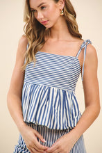 Load image into Gallery viewer, TCEC SLEEVELESS STRIPED PEPLUM TOP
