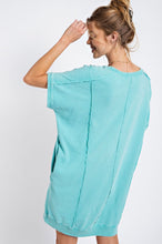 Load image into Gallery viewer, EASEL SHIRT SLEEVE MINERAL WASH DRESS AQUA
