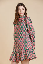 Load image into Gallery viewer, A &amp; SHE FLORAL PRINT LONG SLEEVE MINI DRESS
