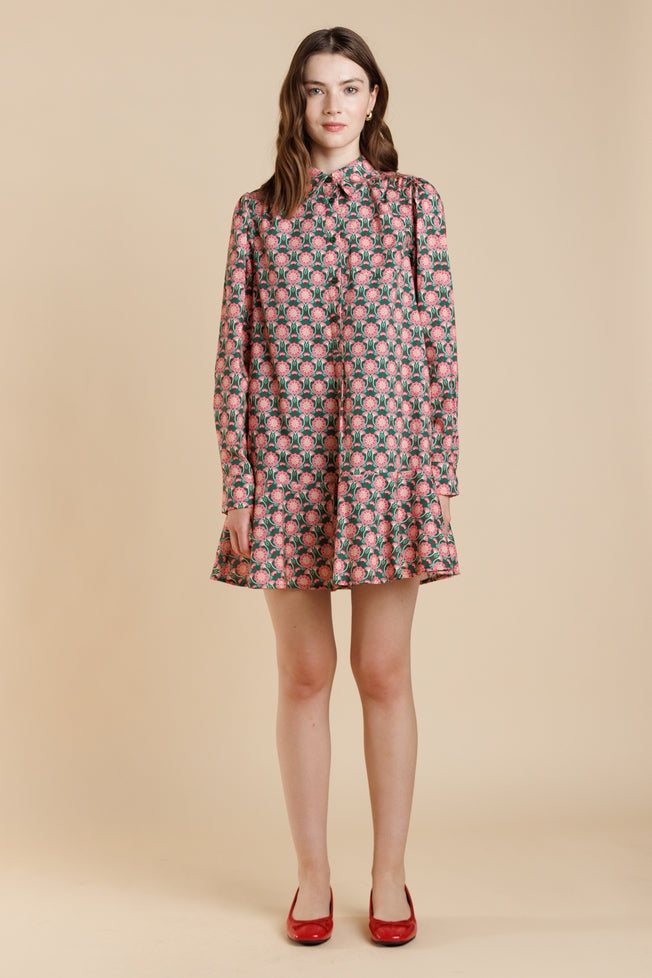 A & SHE FLORAL PRINT LONG SLEEVE MINI DRESS