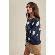 Load image into Gallery viewer, WISHLIST POLKA DOT BUTTON FRONT CARDIGAN NAVY/WHITE
