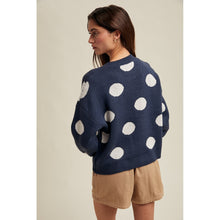 Load image into Gallery viewer, WISHLIST POLKA DOT BUTTON FRONT CARDIGAN NAVY/WHITE
