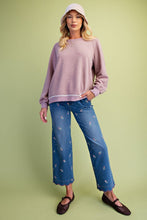 Load image into Gallery viewer, EASEL LACE BACK SOFT WASHED TERRY KNIT PULLOVER MUSHROOM
