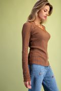 Load image into Gallery viewer, EASEL LACE V NECK TEXTURED RIB KNIT TOP
