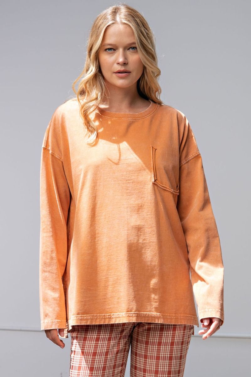 EASEL L/S MINERAL WASHED LOOSE FIT TOP