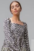 Load image into Gallery viewer, EASEL ANIMAL/LEOPARD PRINTED 3/4 SLEEVE TIERED DRESS BLACK
