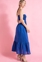 Load image into Gallery viewer, EE:SOME SMOCKED OPEN BACK MAXI DRESS ROYAL BLUE
