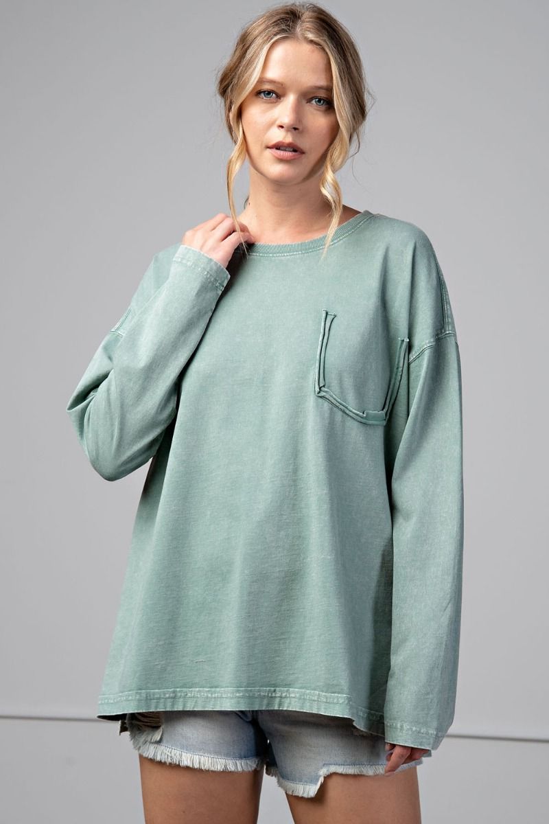 EASEL L/S MINERAL WASHED LOOSE FIT TOP