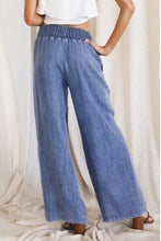 Load image into Gallery viewer, BEFORE YOU COLLECTION TENCELWIDE LEG PANTS WITH SHIRRED WAIST MED WASH
