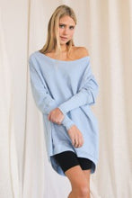 Load image into Gallery viewer, BEFORE YOU COLLECTION OVERSIZED FRENCH TERRY SWEATER TOP POWDER BLUE
