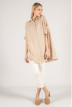 Load image into Gallery viewer, BEFORE YOU COLLECTION OVERSIZED GAUZE BUTTON UP TUNIC SAND
