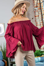 Load image into Gallery viewer, EE:SOME OFF SHOULDER RUFFLED FLARE TOP
