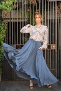 Load image into Gallery viewer, EASEL SOFT SILKY CHIFFON MAXI SKIRT BLACK
