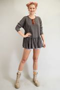 Load image into Gallery viewer, EASEL WASHED RUFFLE BOTTOM TUNIC ASH
